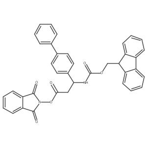 1,3-dioxo-2,3-dihydro-1H-isoindol-2-yl (3S)-3-({[(9H-fluoren-9-yl)methoxy]carbonyl}amino)-3-(4-phenylphenyl)propanoate结构式