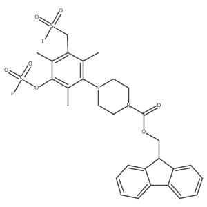 (9H-fluoren-9-yl)methyl 4-{3-[(fluorosulfonyl)methyl]-5-[(fluorosulfonyl)oxy]-2,4,6-trimethylphenyl}piperazine-1-carboxylate Structure
