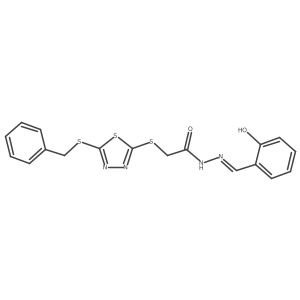2-{[5-(benzylsulfanyl)-1,3,4-thiadiazol-2-yl]sulfanyl}-N'-[(E)-(2-hydroxyphenyl)methylidene]acetohydrazide结构式