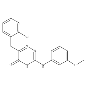 6-(2-chlorobenzyl)-3-[(3-methoxyphenyl)amino]-1,2,4-triazin-5(4H)-one结构式
