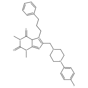 8-[[4-(4-fluorophenyl)piperazin-1-yl]methyl]-1,3-dimethyl-7-(3-phenylpropyl)-5H-purin-7-ium-2,6-dione Structure