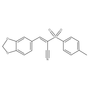 (2E)-3-(2H-1,3-benzodioxol-5-yl)-2-(4-methylbenzenesulfonyl)prop-2-enenitrile结构式