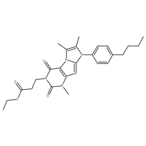 Ethyl 3-[8-(4-butylphenyl)-1,6,7-trimethyl-2,4-dioxo-1,3,5-trihydro-4-imidazol ino[1,2-h]purin-3-yl]propanoate结构式