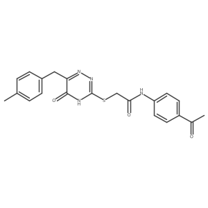 N-(4-acetylphenyl)-2-((6-(4-methylbenzyl)-5-oxo-4,5-dihydro-1,2,4-triazin-3-yl)thio)acetamide结构式