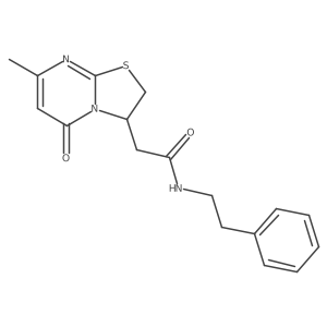 2-(7-methyl-5-oxo-3,5-dihydro-2H-thiazolo[3,2-a]pyrimidin-3-yl)-N-phenethylacetamide结构式