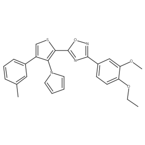 3-(4-ethoxy-3-methoxyphenyl)-5-[4-(3-methylphenyl)-3-(1H-pyrrol-1-yl)thiophen-2-yl]-1,2,4-oxadiazole结构式