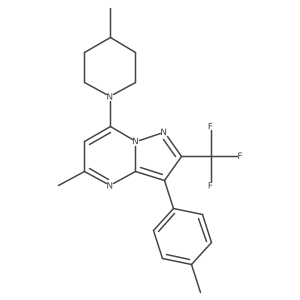 5-Methyl-3-(4-methylphenyl)-7-(4-methylpiperidin-1-yl)-2-(trifluoromethyl)pyrazolo[1,5-a]pyrimidine结构式