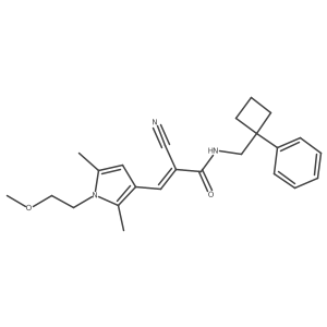 (E)-2-cyano-3-[1-(2-methoxyethyl)-2,5-dimethylpyrrol-3-yl]-N-[(1-phenylcyclobutyl)methyl]prop-2-enamide Structure