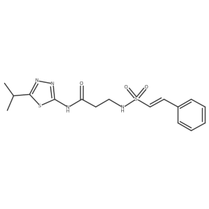 CC(C)c1nnc(NC(=O)CCNS(=O)(=O)C=Cc2ccccc2)s1结构式