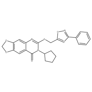 7-cyclopentyl-6-(((3-phenyl-1,2,4-oxadiazol-5-yl)methyl)thio)-[1,3]dioxolo[4,5-g]quinazolin-8(7H)-one Structure