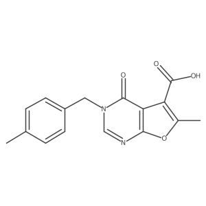 6-Methyl-3-(4-methylbenzyl)-4-oxo-3,4-dihydrofuro[2,3-d]pyrimidine-5-carboxylic acid结构式