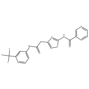 N-(4-(2-oxo-2-((3-(trifluoromethyl)phenyl)amino)ethyl)thiazol-2-yl)pyrazine-2-carboxamide Structure