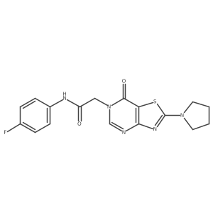 N-(4-fluorophenyl)-2-(7-oxo-2-(pyrrolidin-1-yl)thiazolo[4,5-d]pyrimidin-6(7H)-yl)acetamide结构式