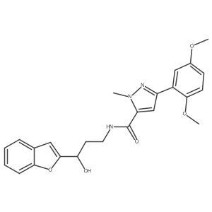 N-(3-(benzofuran-2-yl)-3-hydroxypropyl)-3-(2,5-dimethoxyphenyl)-1-methyl-1H-pyrazole-5-carboxamide结构式