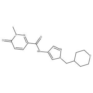 1-methyl-6-oxo-N-(1-((tetrahydro-2H-pyran-4-yl)methyl)-1H-pyrazol-4-yl)-1,6-dihydropyridazine-3-carboxamide结构式