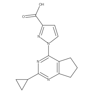 1-(2-Cyclopropyl-6,7-dihydro-5H-cyclopenta[d]pyrimidin-4-yl)-1H-pyrazole-3-carboxylic acid结构式