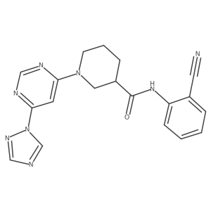 1-(6-(1H-1,2,4-triazol-1-yl)pyrimidin-4-yl)-N-(2-cyanophenyl)piperidine-3-carboxamide结构式