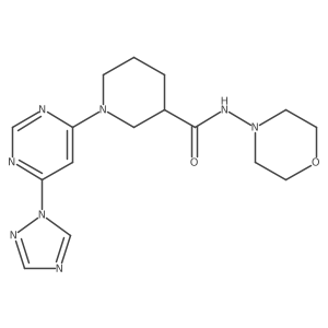 1-(6-(1H-1,2,4-triazol-1-yl)pyrimidin-4-yl)-N-morpholinopiperidine-3-carboxamide Structure