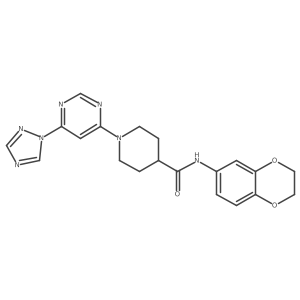 1-(6-(1H-1,2,4-triazol-1-yl)pyrimidin-4-yl)-N-(2,3-dihydrobenzo[b][1,4]dioxin-6-yl)piperidine-4-carboxamide结构式