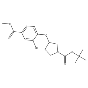tert-Butyl (S)-3-(2-bromo-4-(methoxycarbonyl) phenoxy) pyrrolidine-1-carboxylate结构式