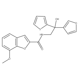 N-(2-(furan-3-yl)-2-hydroxy-2-(thiophen-2-yl)ethyl)-7-methoxybenzofuran-2-carboxamide结构式