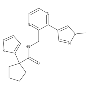 N-((3-(1-methyl-1H-pyrazol-4-yl)pyrazin-2-yl)methyl)-1-(thiophen-2-yl)cyclopentanecarboxamide Structure