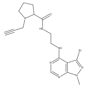 (2S)-N-[2-({3-bromo-1-methyl-1H,2H,4H-pyrazolo[3,4-d]pyrimidin-4-ylidene}amino)ethyl]-1-(prop-2-yn-1-yl)pyrrolidine-2-carboxamide结构式