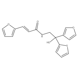 (2E)-3-(furan-2-yl)-N-[2-(furan-3-yl)-2-hydroxy-2-(thiophen-2-yl)ethyl]prop-2-enamide Structure