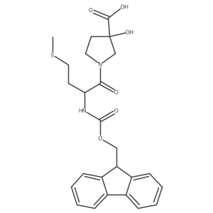 1-[(2S)-2-({[(9H-fluoren-9-yl)methoxy]carbonyl}amino)-4-(methylsulfanyl)butanoyl]-3-hydroxypyrrolidine-3-carboxylic acid结构式