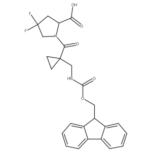 1-{1-[({[(9H-fluoren-9-yl)methoxy]carbonyl}amino)methyl]cyclopropanecarbonyl}-4,4-difluoropyrrolidine-2-carboxylic acid Structure