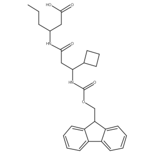 3-[3-cyclobutyl-3-({[(9H-fluoren-9-yl)methoxy]carbonyl}amino)propanamido]hexanoic acid结构式