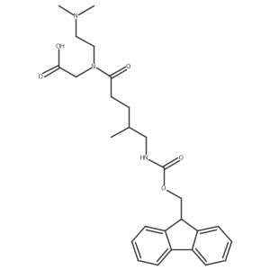 2-{N-[2-(dimethylamino)ethyl]-5-({[(9H-fluoren-9-yl)methoxy]carbonyl}amino)-4-methylpentanamido}acetic acid结构式