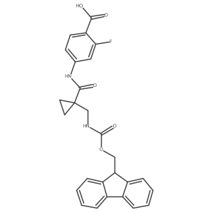 4-{1-[({[(9H-fluoren-9-yl)methoxy]carbonyl}amino)methyl]cyclopropaneamido}-2-fluorobenzoic acid结构式
