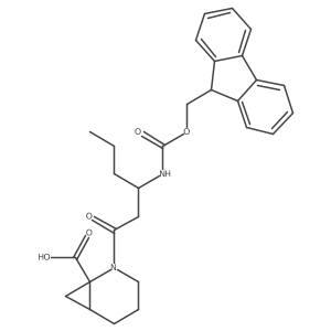 (1RS,6SR)-2-[(3R)-3-({[(9H-fluoren-9-yl)methoxy]carbonyl}amino)hexanoyl]-2-azabicyclo[4.1.0]heptane-1-carboxylic acid结构式
