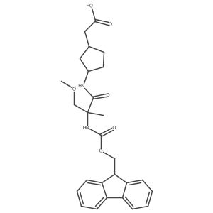 rac-2-[(1R,3S)-3-[2-({[(9H-fluoren-9-yl)methoxy]carbonyl}amino)-2-(methoxymethyl)propanamido]cyclopentyl]acetic acid结构式