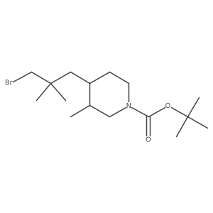 Tert-butyl 4-(3-bromo-2,2-dimethylpropyl)-3-methylpiperidine-1-carboxylate结构式
