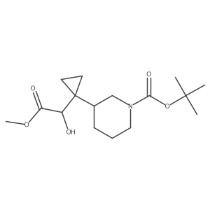 Tert-butyl 3-[1-(1-hydroxy-2-methoxy-2-oxoethyl)cyclopropyl]piperidine-1-carboxylate Structure