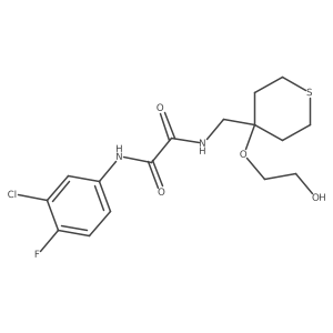 N-(3-chloro-4-fluorophenyl)-N'-{[4-(2-hydroxyethoxy)thian-4-yl]methyl}ethanediamide结构式