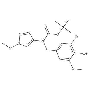 tert-butyl N-[(3-bromo-4-hydroxy-5-methoxyphenyl)methyl]-N-(1-ethyl-1H-pyrazol-4-yl)carbamate结构式