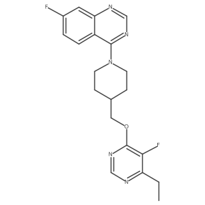 4-(4-{[(6-Ethyl-5-fluoropyrimidin-4-yl)oxy]methyl}piperidin-1-yl)-7-fluoroquinazoline Structure