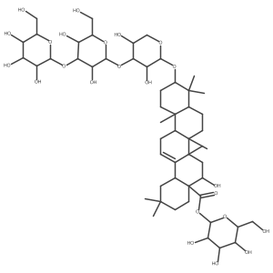 I(2)-D-Glucopyranosyl (3I(2),16I+/-)-3-[(O-I(2)-D-glucopyranosyl-(1a3)-O-I(2)-D-glucopyranosyl-(1a3)-I+/--L-arabinopyranosyl)oxy]-16-hydroxyolean-12-en-28-oate结构式
