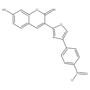 2-imino-3-[4-(4-nitrophenyl)-1,3-thiazol-2-yl]-2H-chromen-7-ol结构式