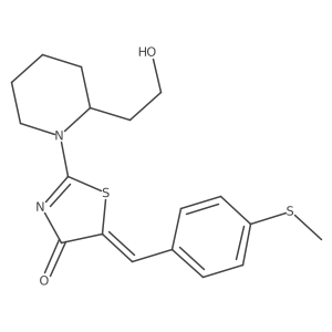 (5E)-2-[2-(2-hydroxyethyl)piperidin-1-yl]-5-{[4-(methylsulfanyl)phenyl]methylidene}-4,5-dihydro-1,3-thiazol-4-one结构式