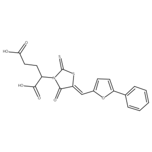 2-[(5Z)-4-oxo-5-[(5-phenylfuran-2-yl)methylidene]-2-sulfanylidene-1,3-thiazolidin-3-yl]pentanedioic acid结构式