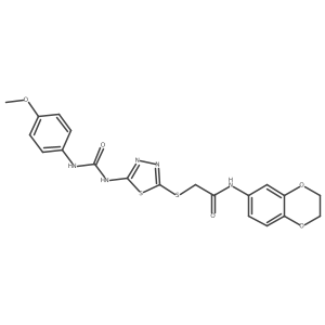 N-(2,3-dihydrobenzo[b][1,4]dioxin-6-yl)-2-((5-(3-(4-methoxyphenyl)ureido)-1,3,4-thiadiazol-2-yl)thio)acetamide Structure