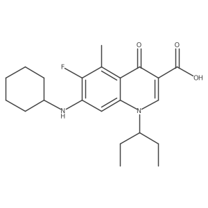 7-(Cyclohexylamino)-6-fluoro-5-methyl-4-oxo-1-(pentan-3-yl)-1,4-dihydroquinoline-3-carboxylic acid Structure