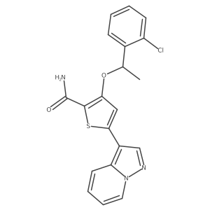 3-[1-(2-Chloro-phenyl)-ethoxy]-5-pyrazolo[1,5-a]pyridin-3-yl-thiophene-2-carboxamide结构式
