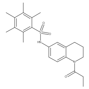 2,3,4,5,6-pentamethyl-N-(1-propionyl-1,2,3,4-tetrahydroquinolin-6-yl)benzenesulfonamide结构式