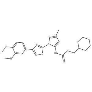 3-cyclohexyl-N-(1-(4-(3,4-dimethoxyphenyl)thiazol-2-yl)-3-methyl-1H-pyrazol-5-yl)propanamide Structure