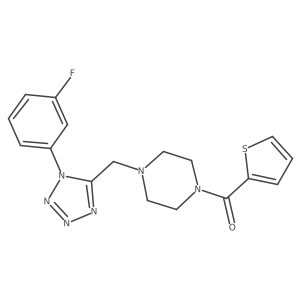 O=C(c1cccs1)N1CCN(Cc2nnnn2-c2cccc(F)c2)CC1结构式